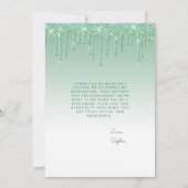 2026 Foto Groene Glittersluier Afstuderen Bedankkaart (Achterkant)