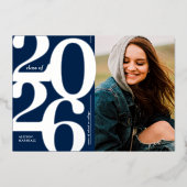 2026 Foto Marine Zilveren Afstuderen Aankondiging (Voorkant)