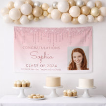 2026 Foto Roze Glitter Drip Afstuderen