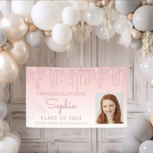 2026 Foto Roze Glitter Drip Afstuderen