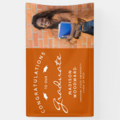 2026 Foto Verbrand Oranje Witte Script Afstuderen Spandoek (Verticaal)
