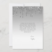 2026 Foto Zilveren Glitter Drip Afstuderen Bedankkaart (Achterkant)