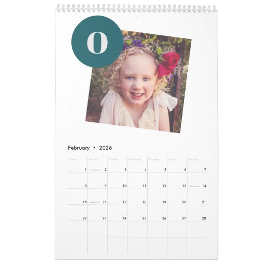 2026 Fotocollage Familie Eenvoudige creëer Uw Eige Kalender (Feb 2026)