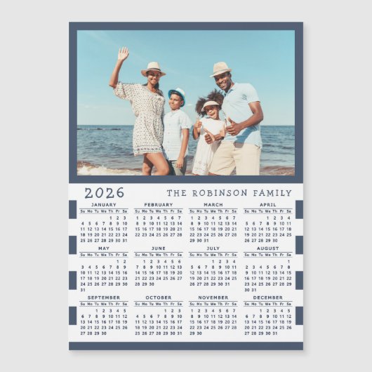 2026 Fotokalender Koelkast Magnet met Familienaam (Voorkant)