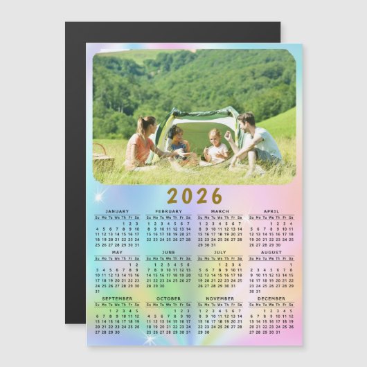 2026 Fotokalender Magnet Holographic Ombre (Voorkant / Achterkant)