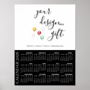 2026 Fotokalender Sjabloon, Groot / Zwart Poster