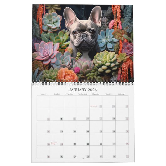 2026 Franse Bulldog Art Kalender (Jan 2026)