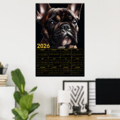 2026 Franse Bulldog Kalender Poster (Thuiskantoor)