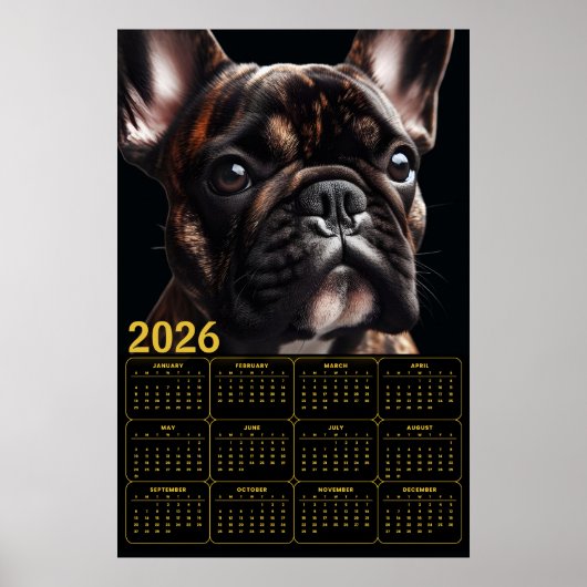 2026 Franse Bulldog Kalender Poster (Voorkant)