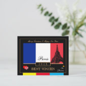2026 Franse vlag & Eiffel Gelukkig Nieuwjaar, Fran Briefkaart (Staand voorkant)