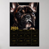 2026 French Bulldog Calendar Poster (Voorkant)