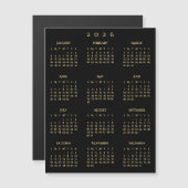 2026 Full Year Black Gold Yearly Calendar Magnet (Voorkant / Achterkant)