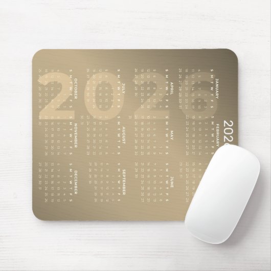 2026 Full Year Calendar Brown Gradient Background Muismat (Met muis)