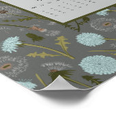 2026 Full Year Calendar Gray Blue Dandelion Poster (Hoek)