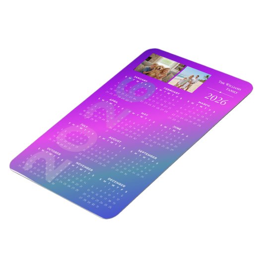 2026 Full Year Calendar Personalized Photos Magneet (Linkerzijde)