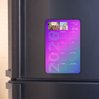 2026 Full Year Calendar Personalized Photos Magneet