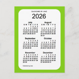 2026 Geel Groen 6-maandenlang mini-kalender door J Briefkaart