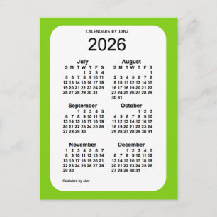 2026 Geel Groen 6-maandenlang mini-kalender door J Briefkaart
