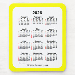2026 Geel Twee Toon 52 Week Agenda van Janz Muismat