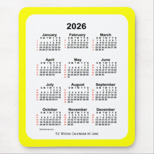 2026 Geel Twee Toon 52 Week Agenda van Janz Muismat