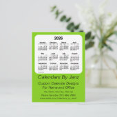 2026 Geelgroene Zakelijke Kalender van Janz Briefkaart (Staand voorkant)
