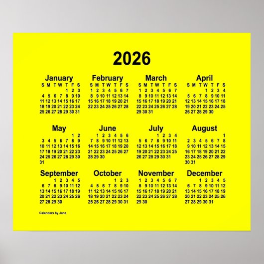 2026 Gele kalender door Janz Print (Voorkant)