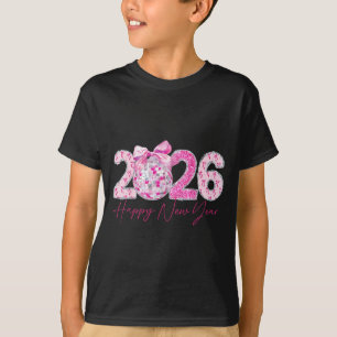 2026 Gelukkig Nieuwjaar Boog Patch Disco Bal T-shirt