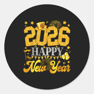 2026 Gelukkig Nieuwjaar Feest Vuurwerk Oud en Nieu Ronde Sticker