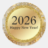 2026 Gelukkig Nieuwjaar Gold Chic Ronde Sticker (Voorkant)