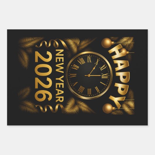 "2026 Gelukkig Nieuwjaar" Inpakpapier Vel (Voorkant 3)