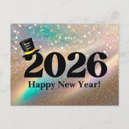 2026 Gelukkig Nieuwjaar, leuk pet glitters Modern  Feestdagenkaart