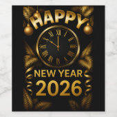 "2026 Gelukkig Nieuwjaar" Wijn Etiket (Enkel label)