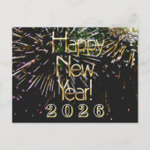 2026, Gelukkige nieuwjaarsvakantie Vuurwerk Vrolij Briefkaart (Voorkant)