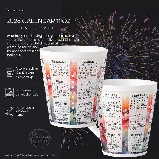 2026 Gepersonaliseerd 12 oz. Mok van kalenderlatte