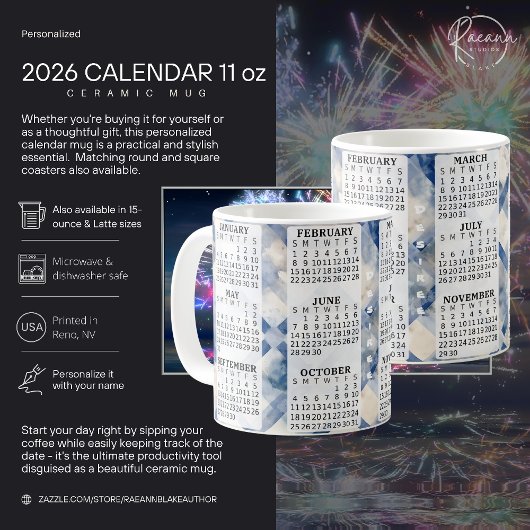 2026 Gepersonaliseerde 11 oz. kalender keramische  Koffiemok