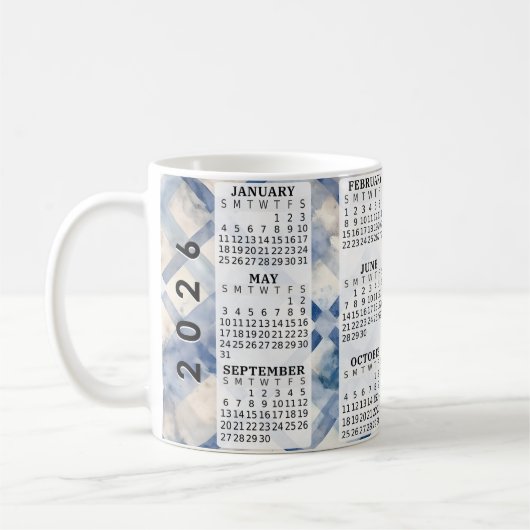 2026 Gepersonaliseerde 11 oz. kalender keramische  Koffiemok (Links)