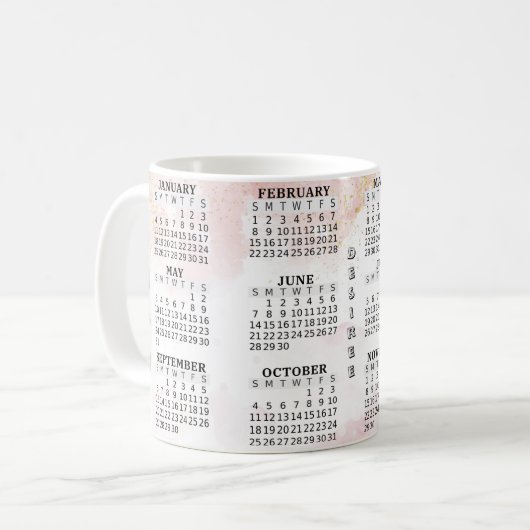 2026 Gepersonaliseerde 11oz Kalender Keramische Mo Koffiemok (Voorkant links)