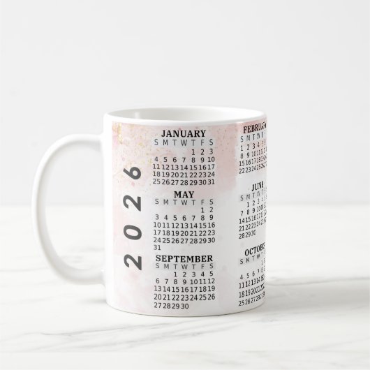 2026 Gepersonaliseerde 11oz Kalender Keramische Mo Koffiemok (Links)