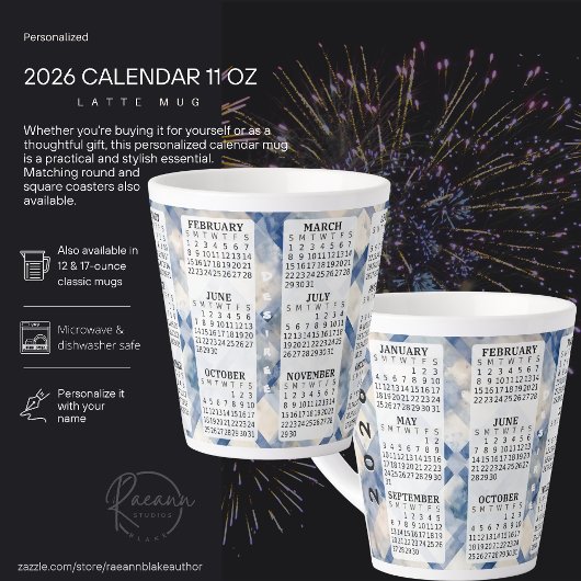 2026 Gepersonaliseerde 12 oz Kalender Latte Mok