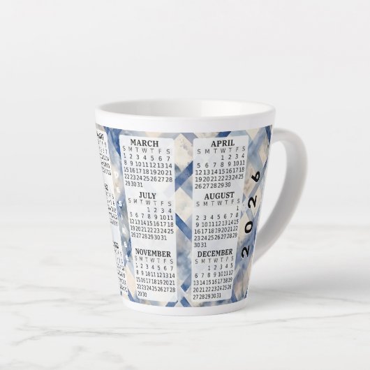 2026 Gepersonaliseerde 12 oz Kalender Latte Mok (Rechterhoek)