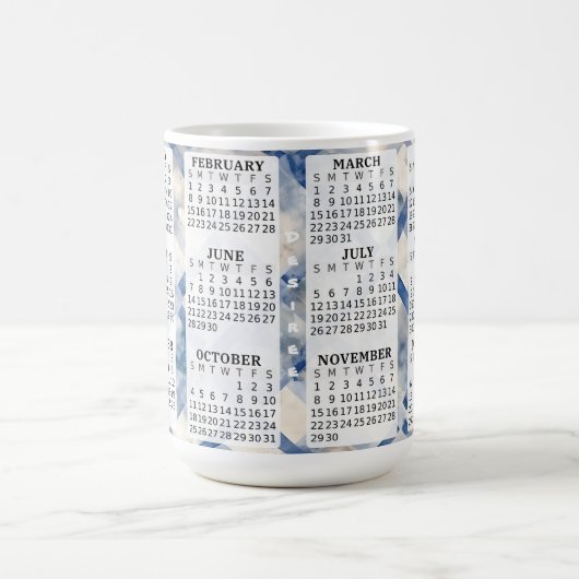 2026 Gepersonaliseerde 15 oz. kalender keramische  Koffiemok (Center)