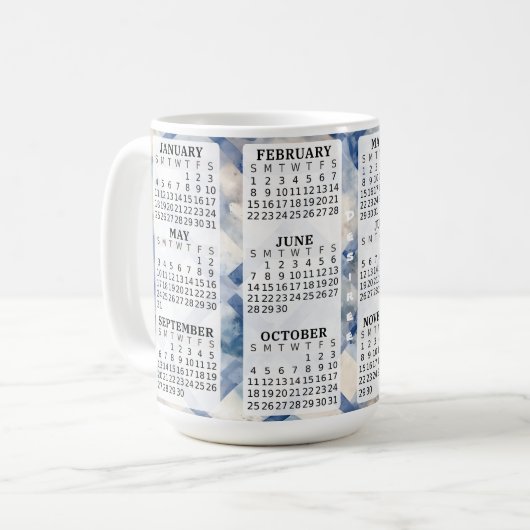 2026 Gepersonaliseerde 15 oz. kalender keramische  Koffiemok (Voorkant links)