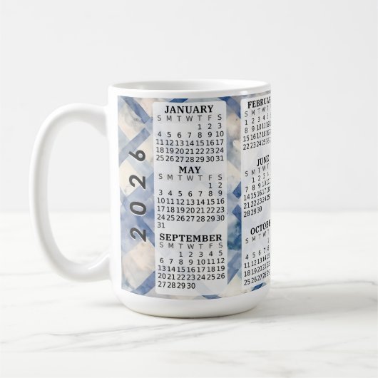 2026 Gepersonaliseerde 15 oz. kalender keramische  Koffiemok (Links)