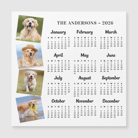 2026 Gepersonaliseerde Familie Hond Foto's Kalende (Voorkant)