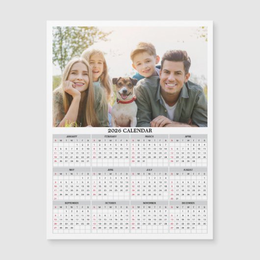 2026 Gepersonaliseerde Fotokalender Magneet (Voorkant)