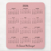 2026 gepersonaliseerde minimalistische roze bureau muismat (Voorkant)