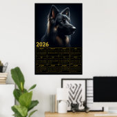 2026 German Shepherd Calendar – Bold Portrait  Poster (Thuiskantoor)