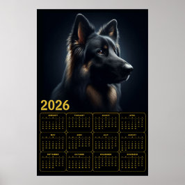 2026 German Shepherd Calendar – Bold Portrait  Poster
