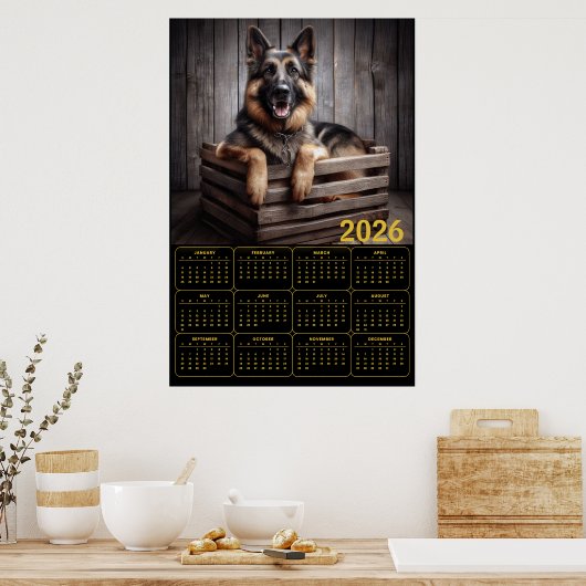 2026 German Shepherd Calendar Poster (Keuken)