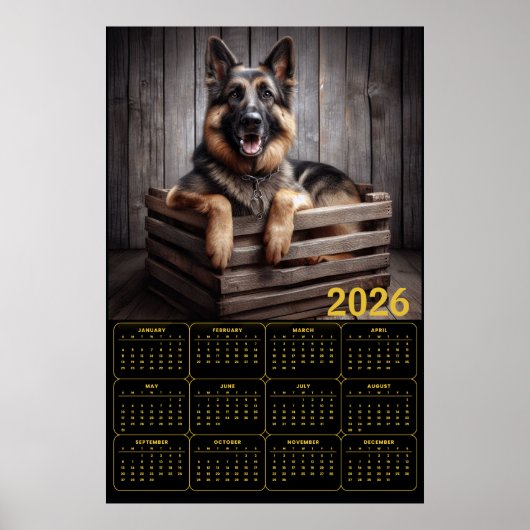 2026 German Shepherd Calendar Poster (Voorkant)